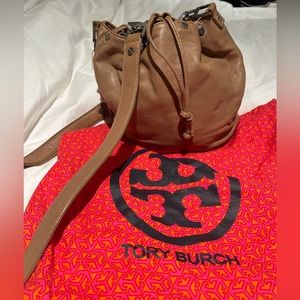 Tory Burch Nude/Tan Bucket Bag with Silver Hardware